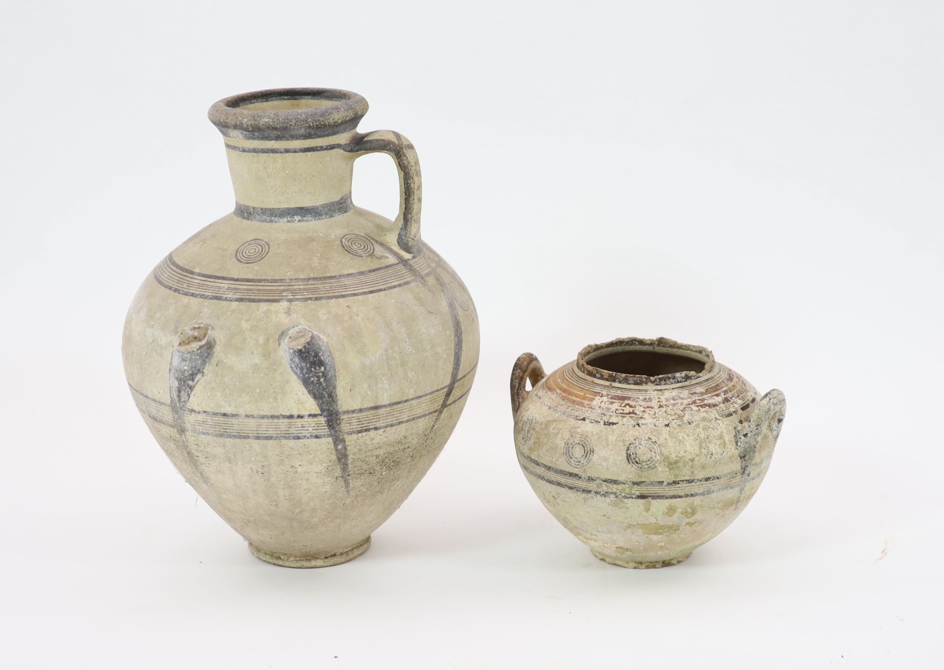 Two Cypro-archaic vessels, c.600-450 BC, H 46cm. & 21cm.